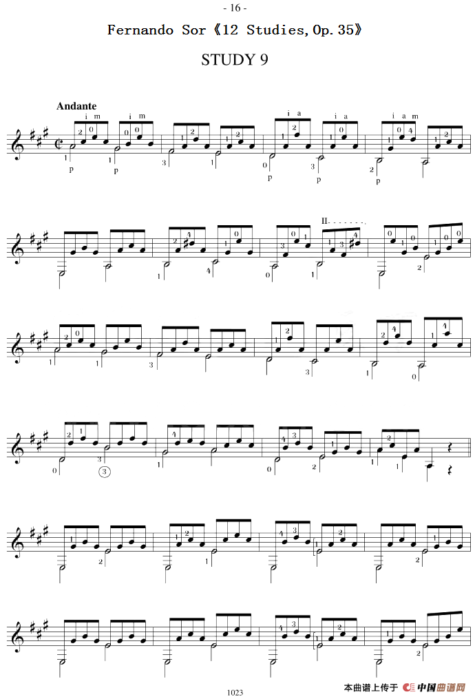 Fernando Sor《12 Studies,Op.35》（STUDY 9）(1)_原文件名：Fernando Sor《12 Studies,Op.35》（STUDY 9）.png