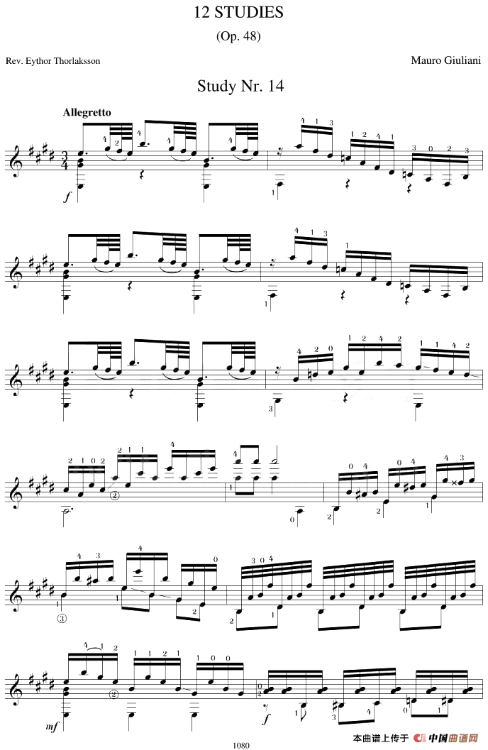 Mauro Giuliani《12 Studies,Op.48》（STUDY 14）(1)_原文件名：Mauro Giuliani《12 Studies,Op.48》（STUDY 14）.png