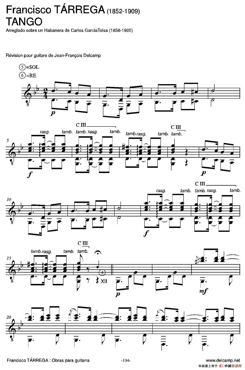 TANGO(Arreglado sobre un Habanera de Carlos Garcia Tolsa)（古典吉他）(1)_原文件名：196=.jpg