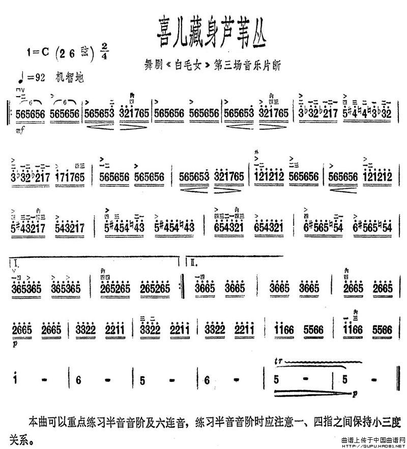 喜儿藏身芦苇丛（舞剧《白毛女》第三场音乐片断）(1)_原文件名：喜儿藏身芦苇丛1.jpg