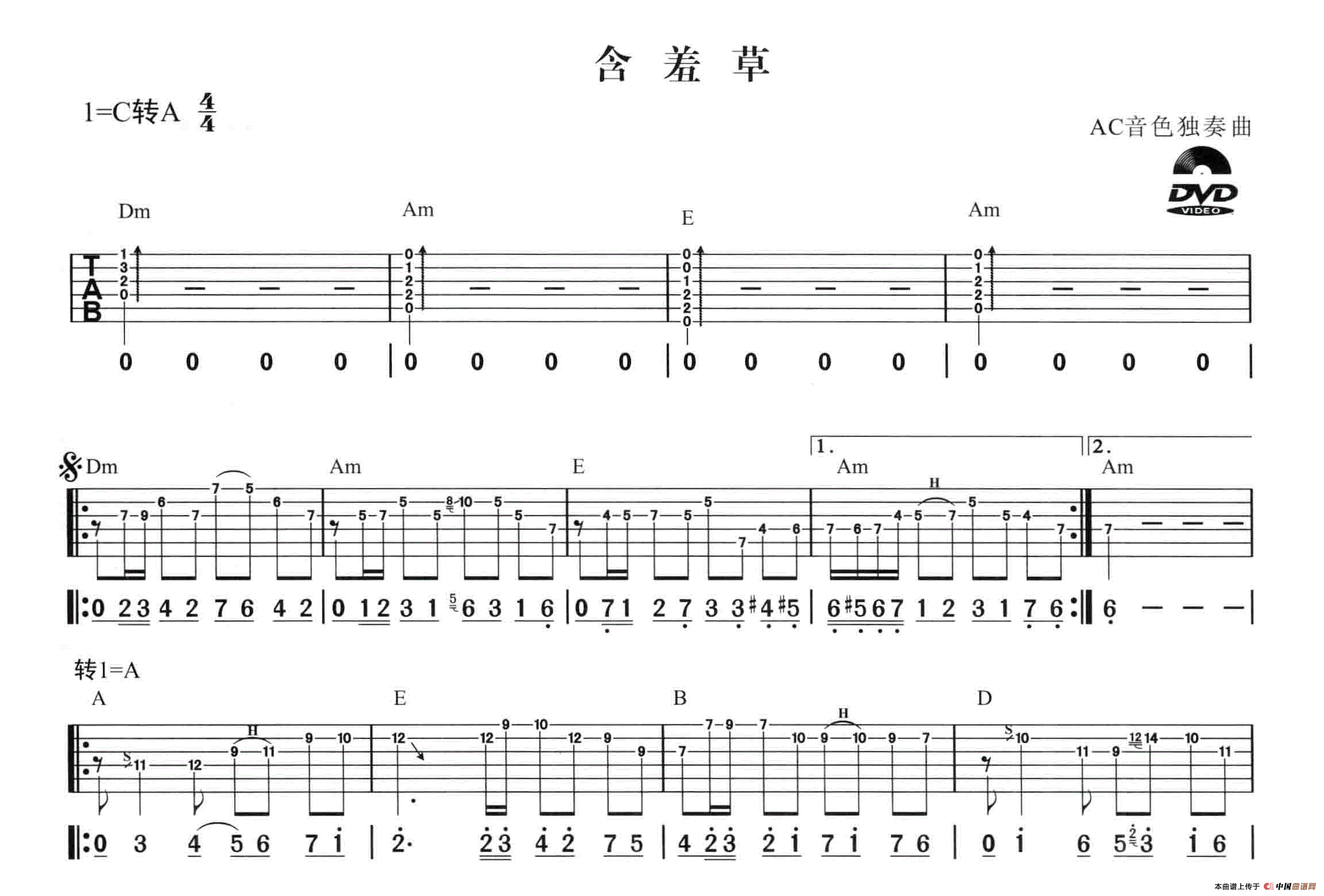 含羞草（AC音色电吉他独奏曲）(1)_原文件名：111.gif